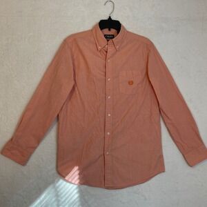 Chaps Button Down Shirt Mens Small Peach Easy Care Long Sleeve Embroidered Logo